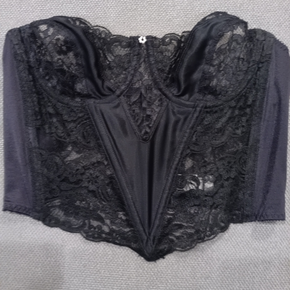 Vintage Dior Black Lace Bustier with Sweetheart Neckline